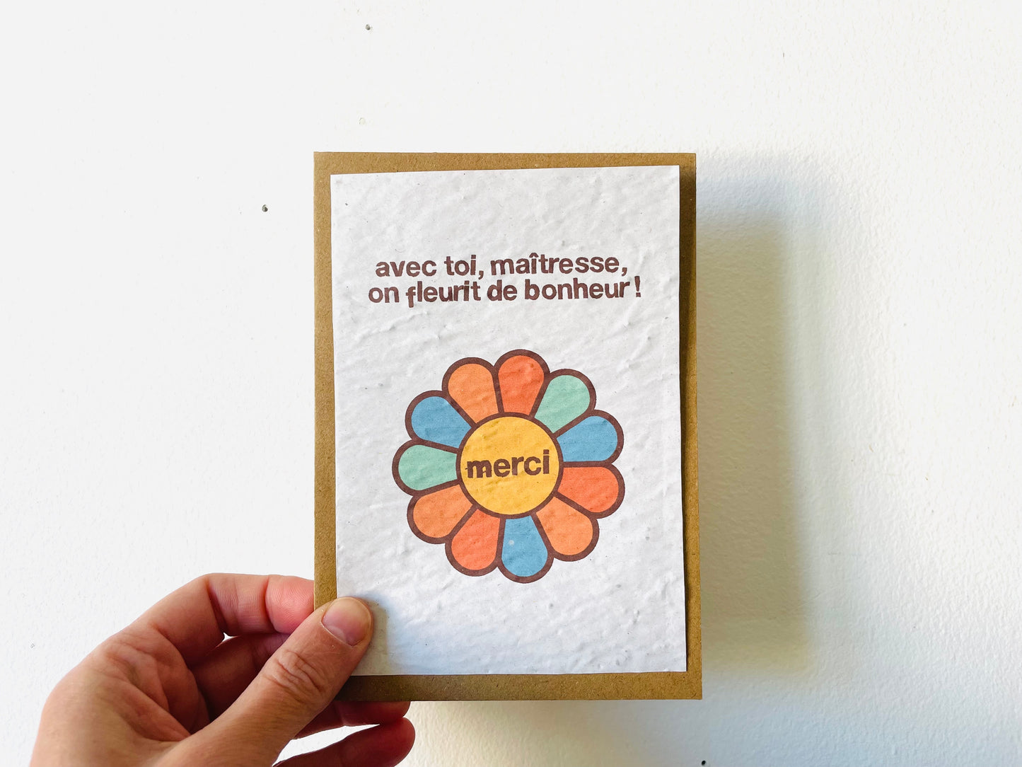 Carte à planter fleurs multicolore pour ma maîtresse