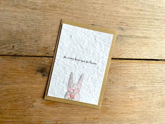 Carte à planter je t'aime petit lapin